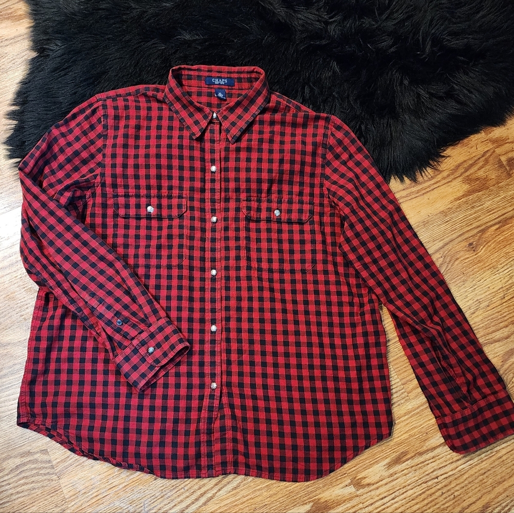 Chaps Buffalo Plaid Button-up Shirt Women's  Size XL